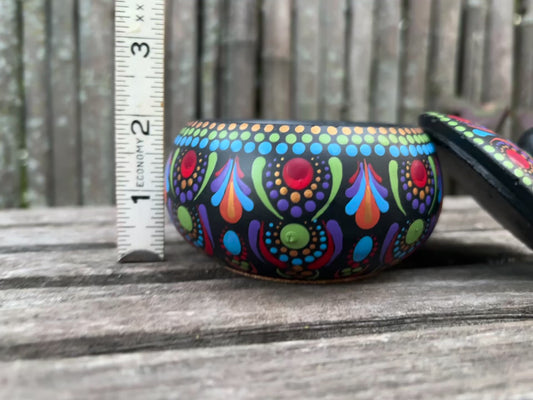 Concrete Mandala Chubby Pot with Lid-Trinket Bowl