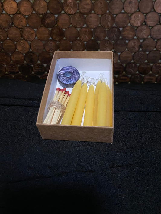 100% Pure Beeswax Candles-20 Minute Meditation -Pure Beeswax Candle Starter Set-7 Tiny Tapers-Travel Set-Ritual-Charm-Alter-Prayer-