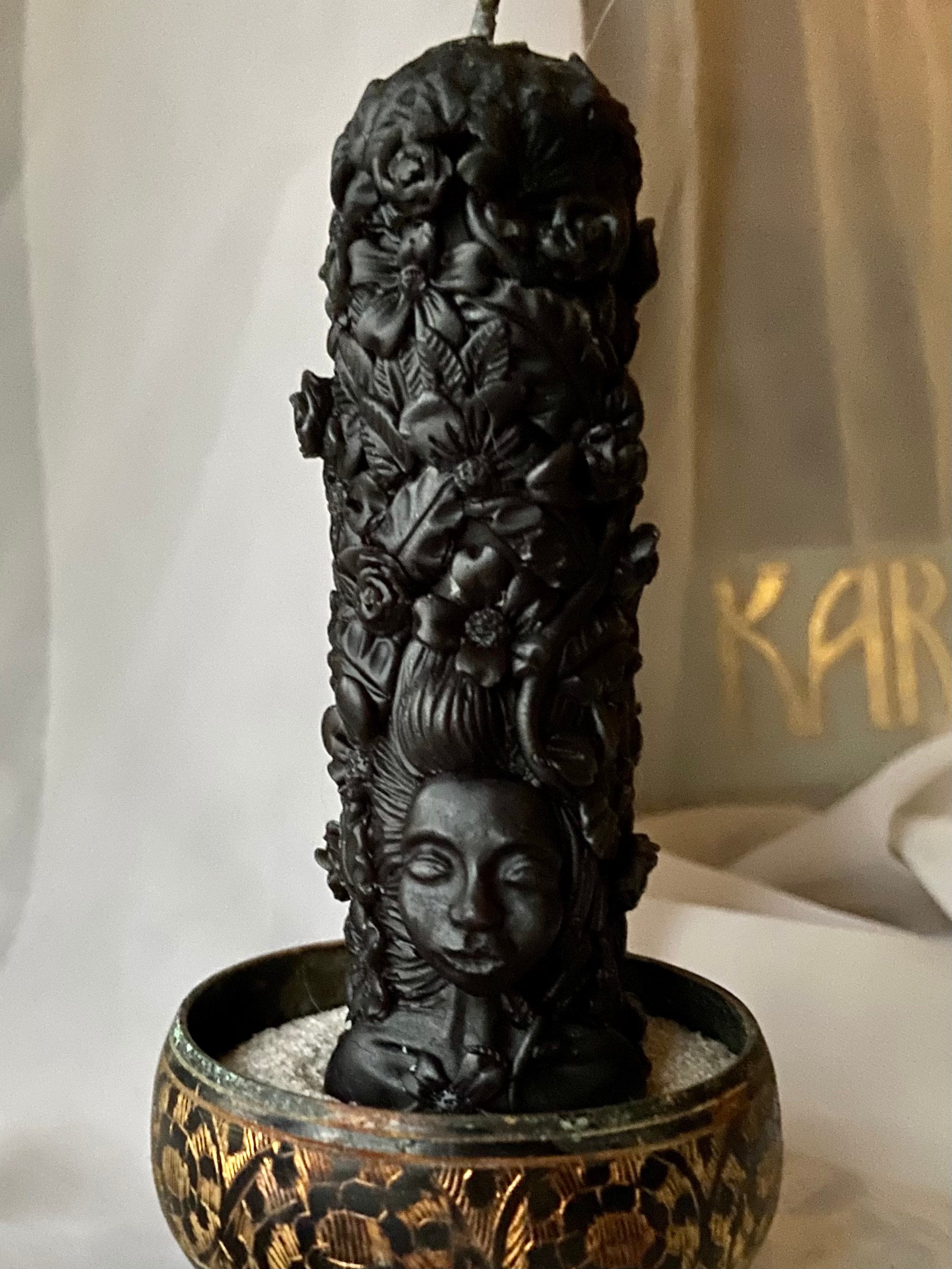 100% Pure Black Beeswax GODDESS Candle.