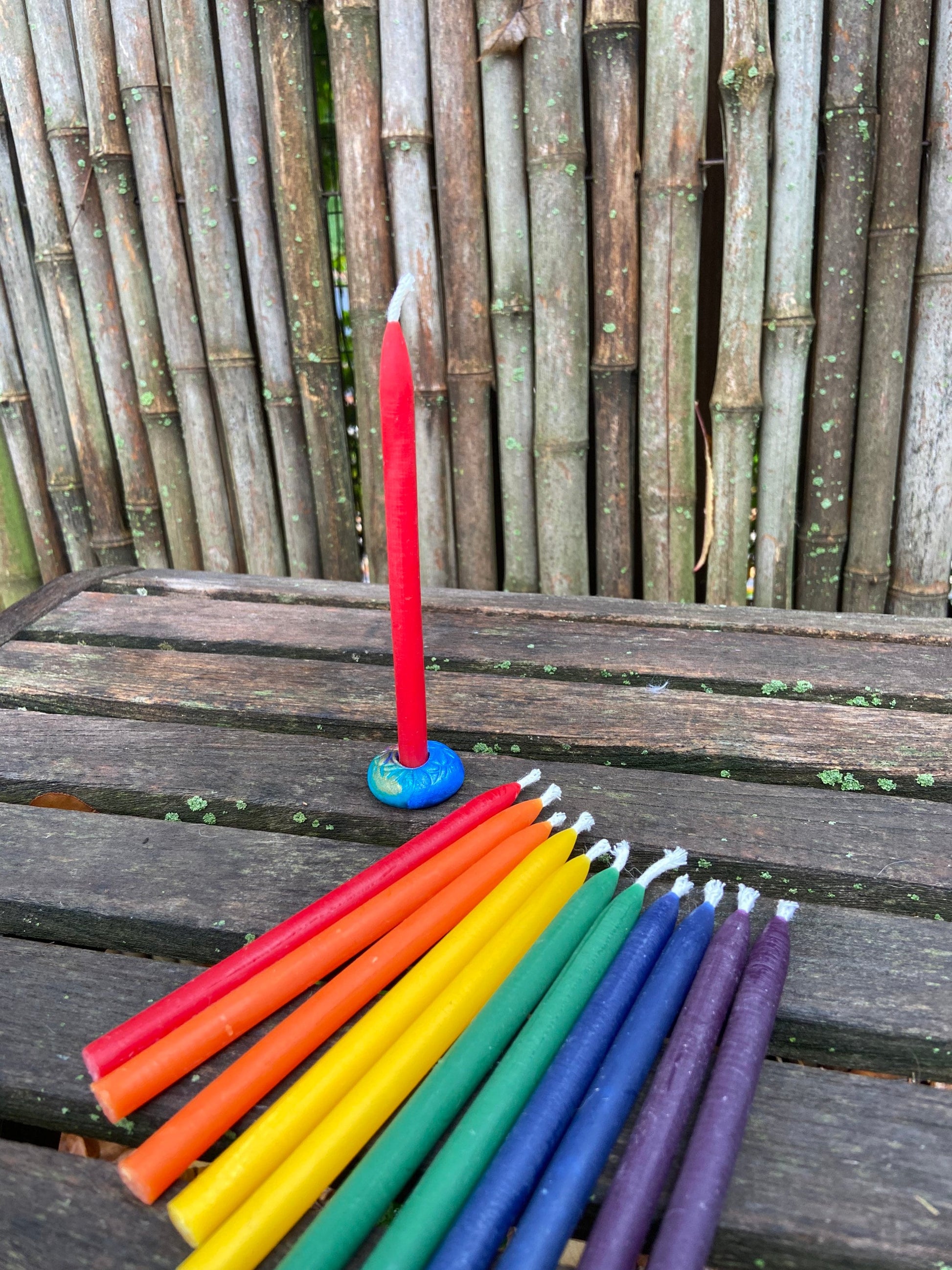 100% Pure Beeswax Tiny Taper Candles 5 inch - Rainbow-Birthday-Celebration-Meditation-Prayer-Tiny Tapers-Small Tapers-Mini Tapers-Set of 12