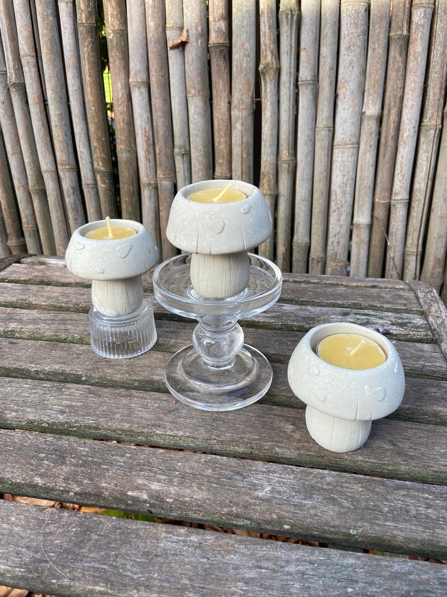 Mushroom-Concrete-Cement-Magic-Tealight-Tea Light-Candle Holder-Set of 3