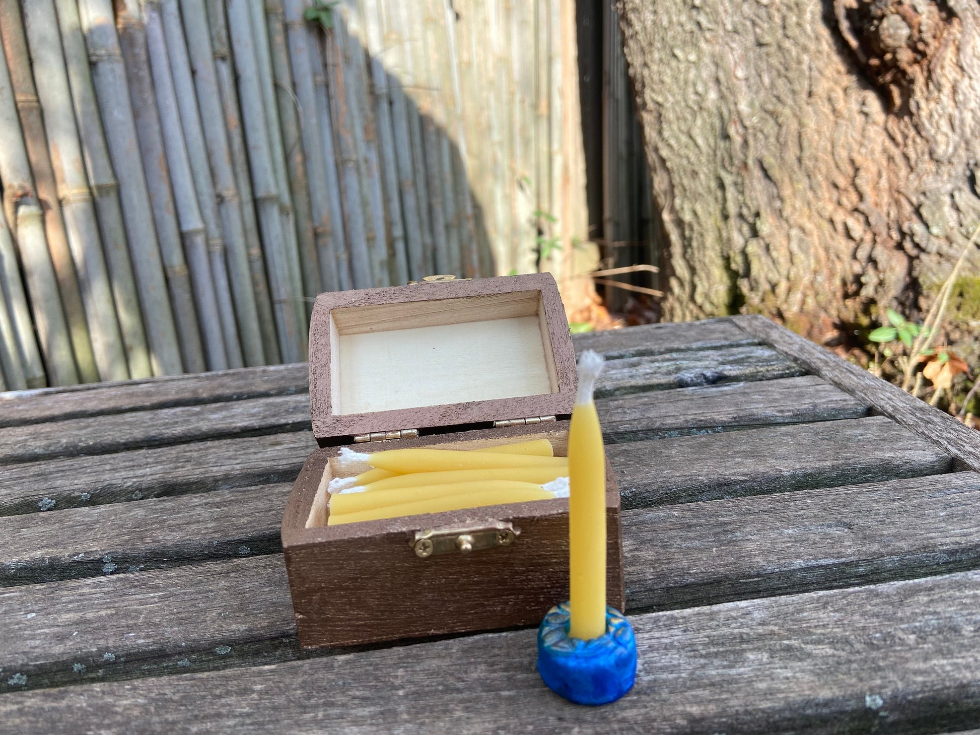 100% Pure Beeswax Candles- 20 Minute Meditation-20 Candle Set-Wooden Box-Owl-Mindful-Ritual-Alter-Intention-Spell-Kit