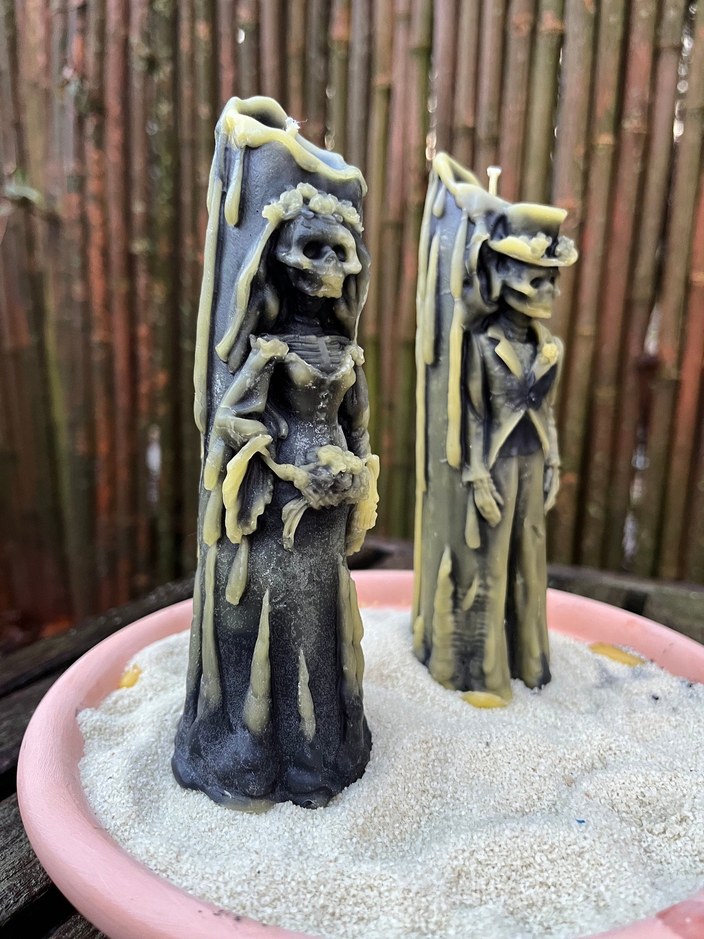 100% Pure Beeswax Candle-Skeleton-Bride or Groom-Goth-Unique