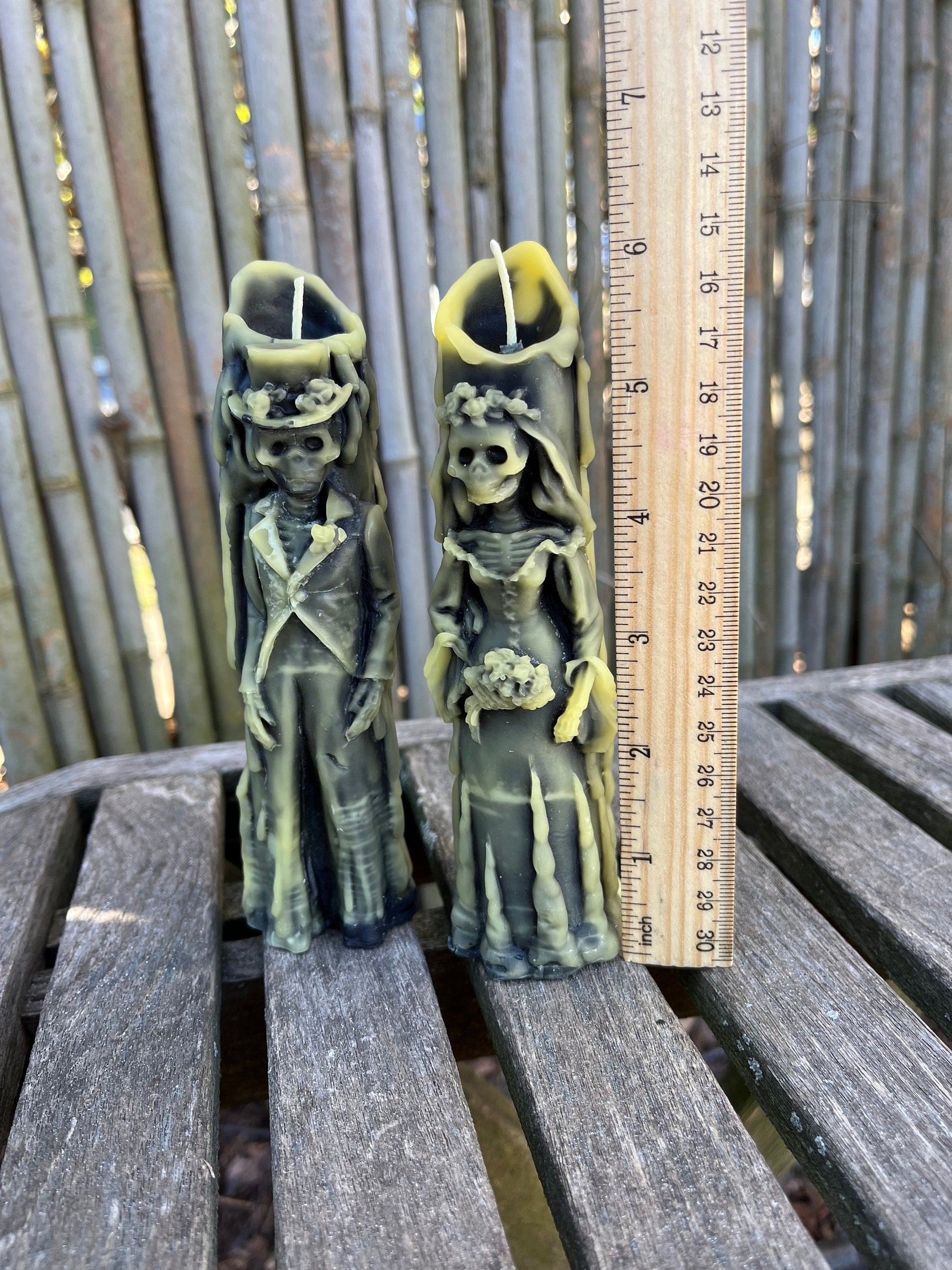 100% Pure Beeswax Candle-Skeleton-Bride or Groom-Goth-Unique