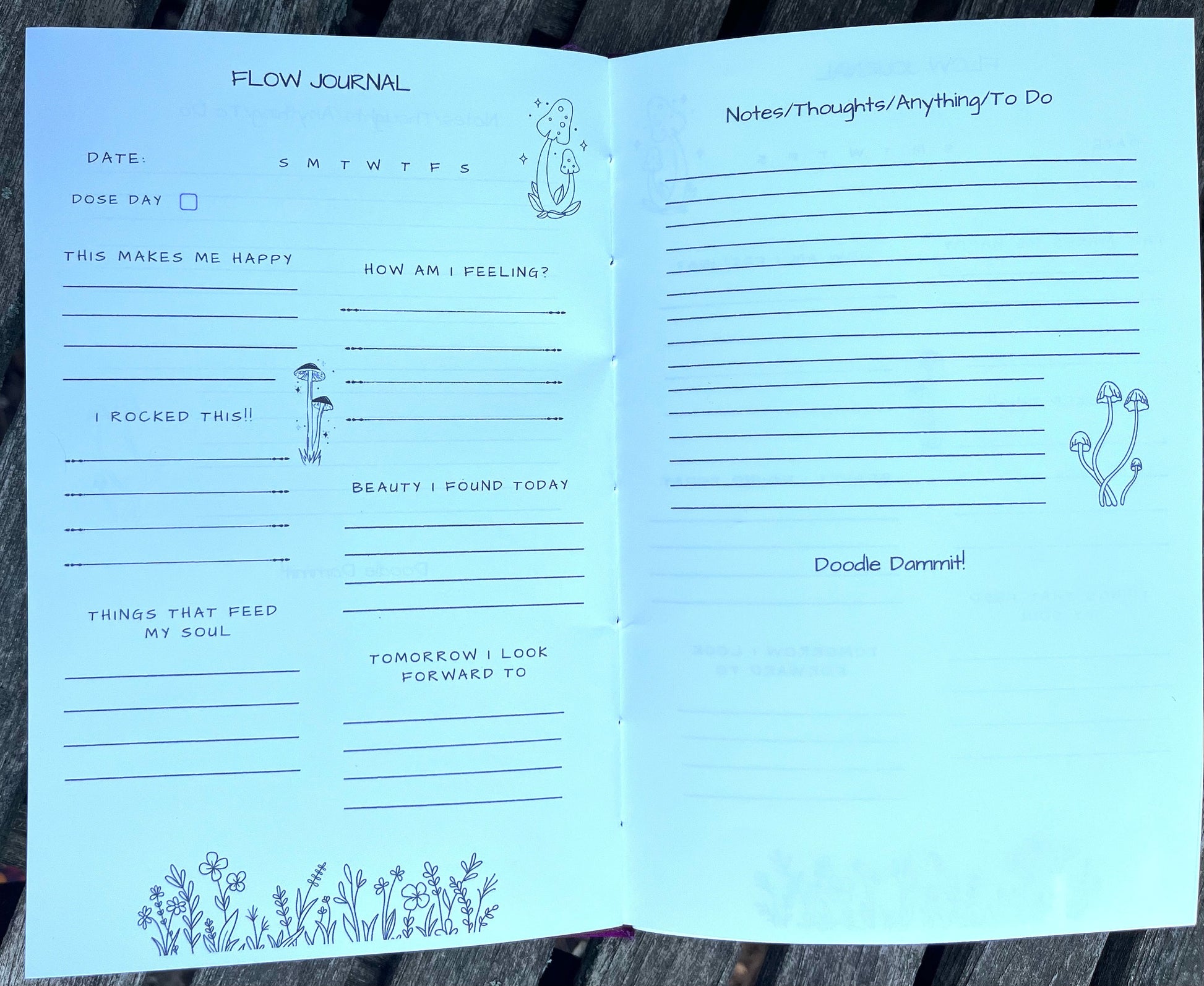 Simple Guided Journal-Handmade-Notebook- Microdosing Journal